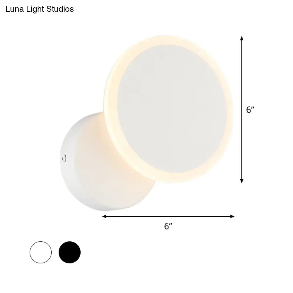 Decorbites Black White LED Sconce, 6in round wall light with halo LED, white or black finish on Tampa Home & Garden Store