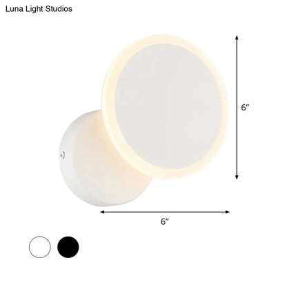Decorbites Black White LED Sconce, 6in round wall light with halo LED, white or black finish on Tampa Home & Garden Store