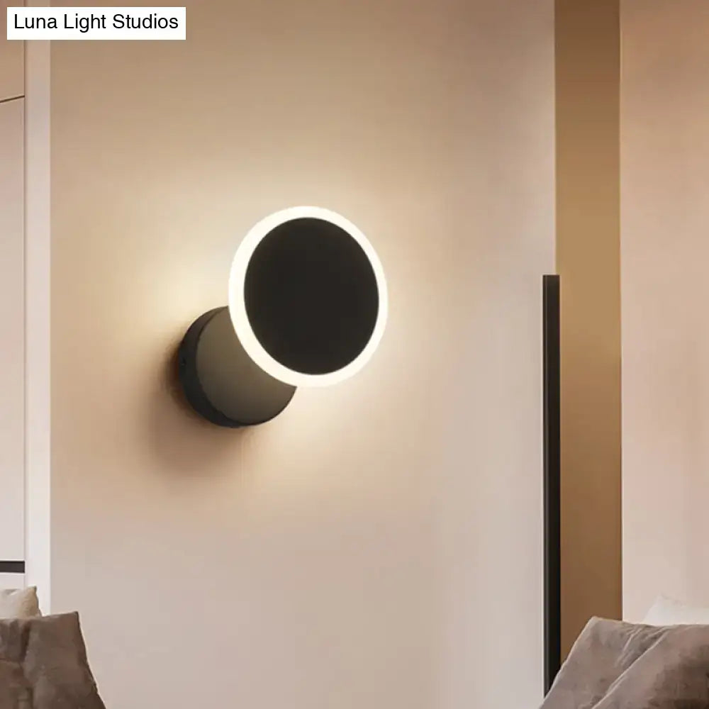 Black White LED Sconce wall light with halo ring, black mount Decorbites on Tampa Home & Garden Store