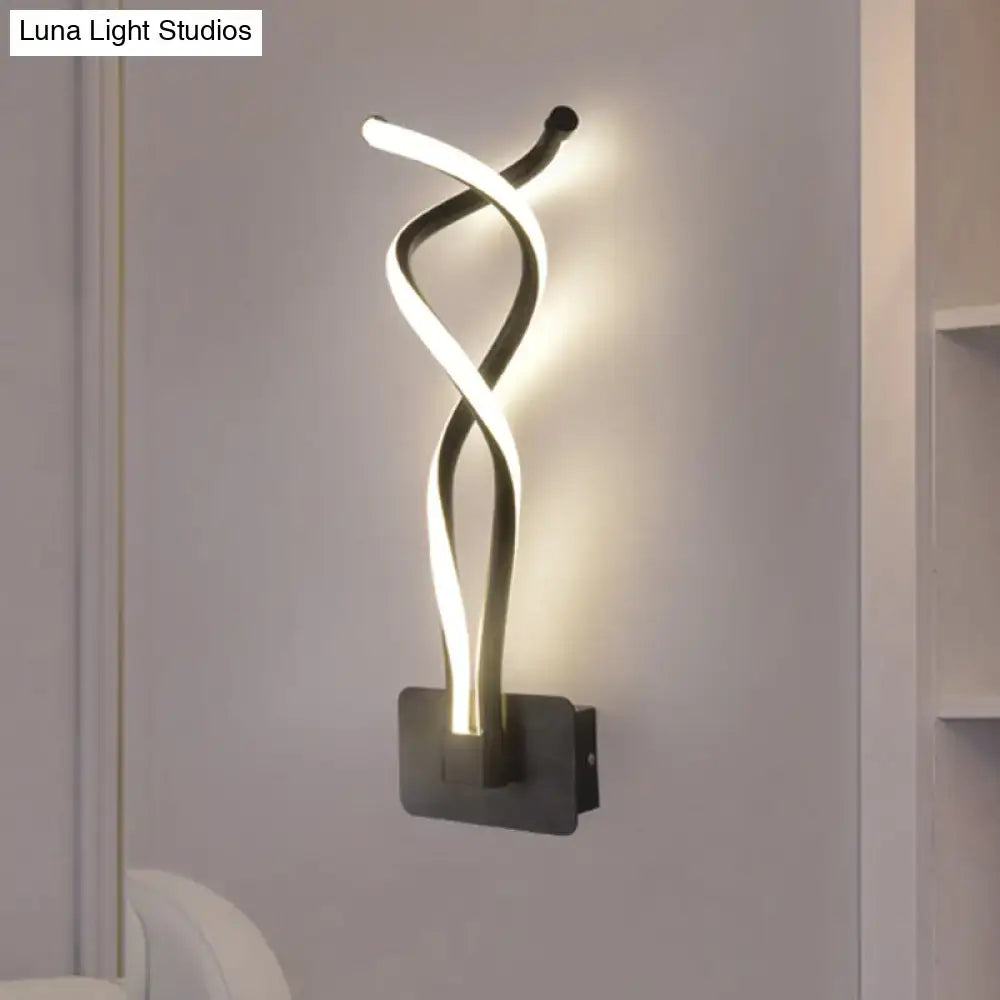 White Musical Note Lamp wall-mounted LED sculpture with twisting white ribbons, Decorbites on Tampa Home & Garden Store