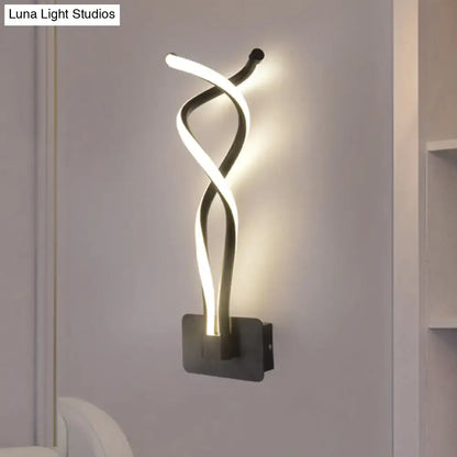 White Musical Note Lamp wall-mounted LED sculpture with twisting white ribbons, Decorbites on Tampa Home & Garden Store