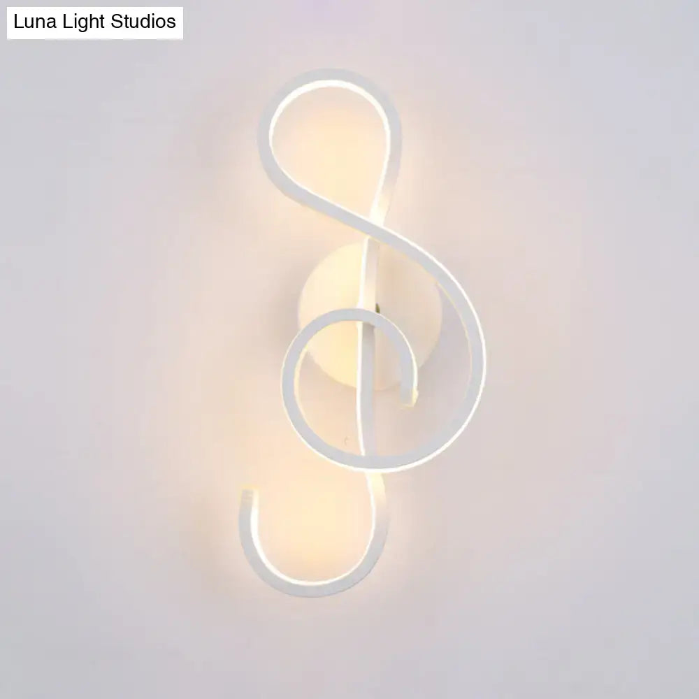 White musical note LED wall lamp by Decorbites, home & garden wall light with looping curves on Tampa Home & Garden Store
