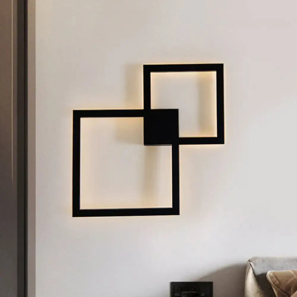 White Overlapping Square Acrylic Sconce with two interlocking frames on Tampa Home & Garden Store