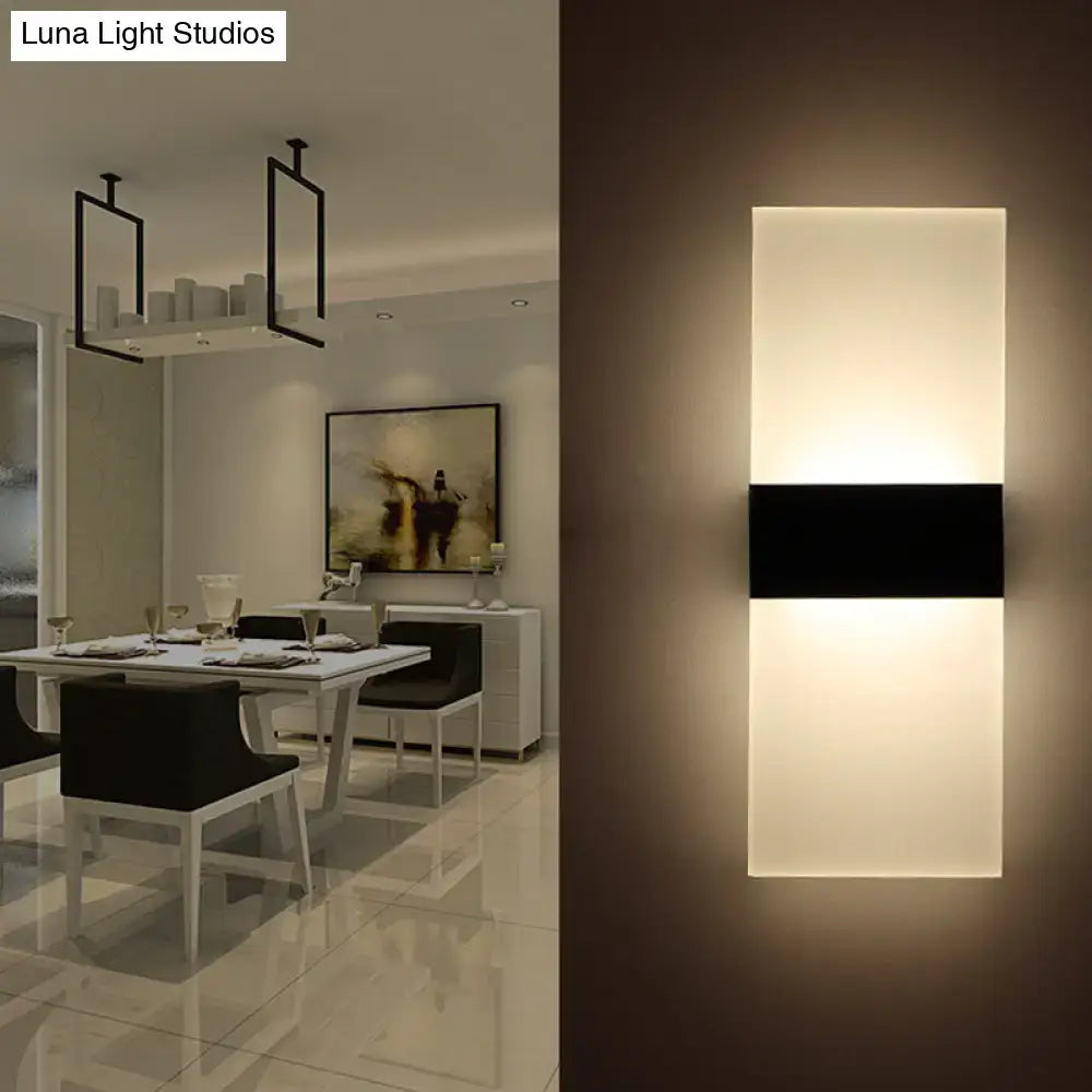 Black White Rectangular Sconce by Decorbites with black band, wall-mounted warm lighting on Tampa Home & Garden Store