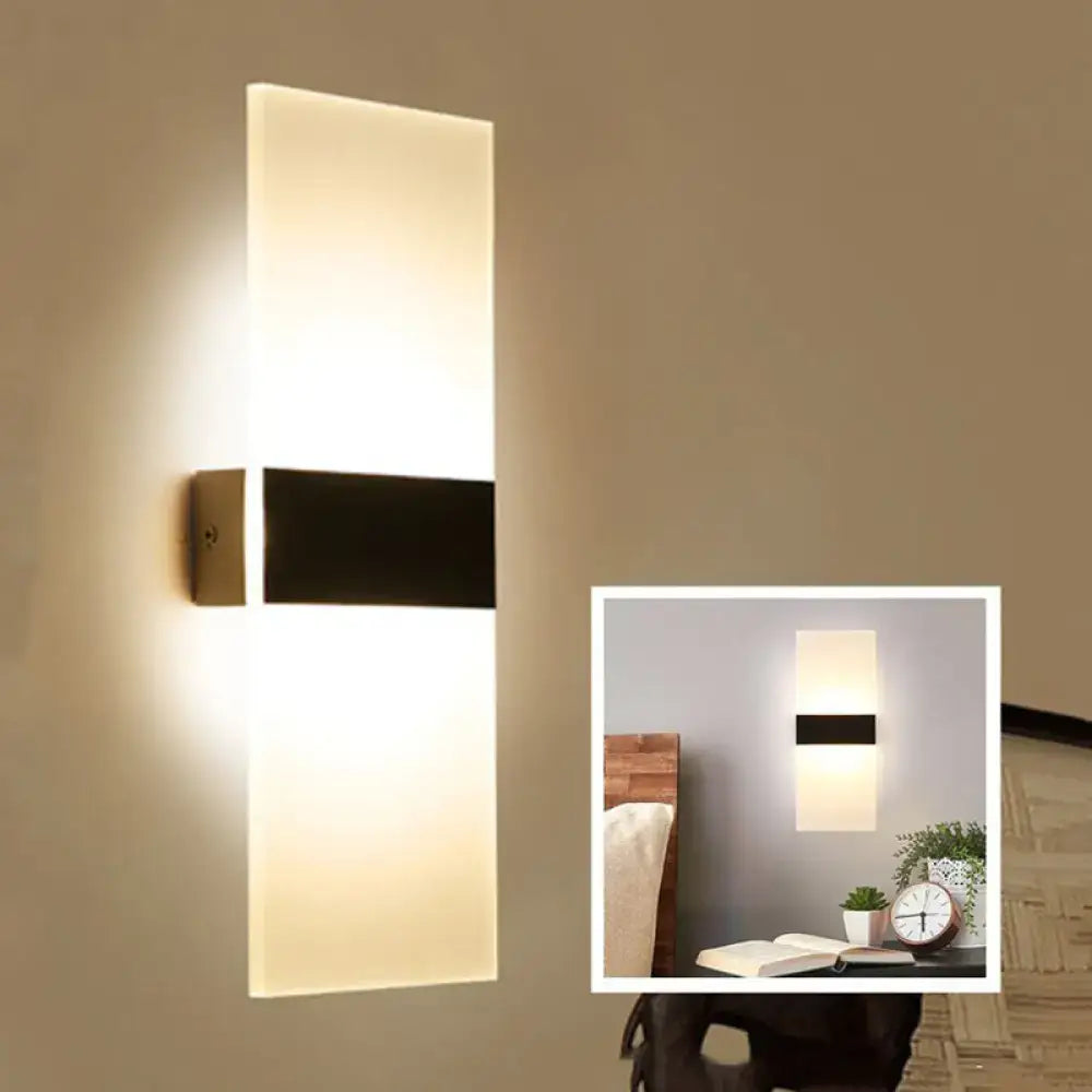 Black white rectangular wall sconce by Decorbites with a central black mounting bar on Tampa Home & Garden Store