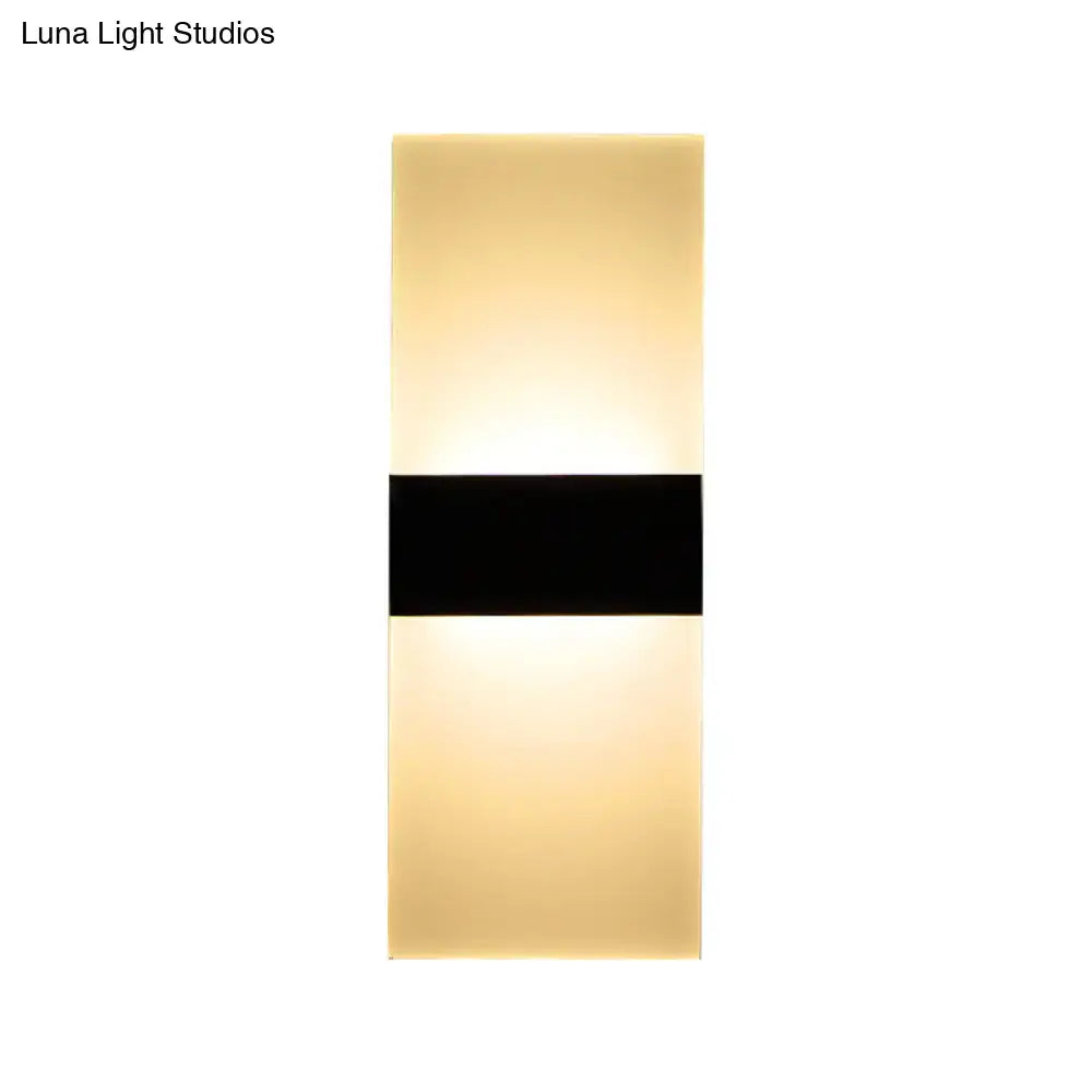 Black White Rectangular Sconce with a black center band and cream glass panels by Decorbites on Tampa Home & Garden Store