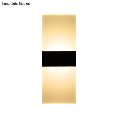 Black White Rectangular Sconce with a black center band and cream glass panels by Decorbites on Tampa Home & Garden Store