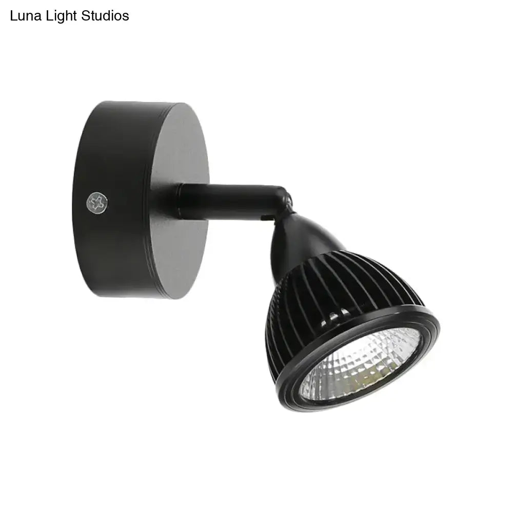 Black LED wall spotlight by Decorbites with adjustable head and ribbed black metal housing on Tampa Home & Garden Store