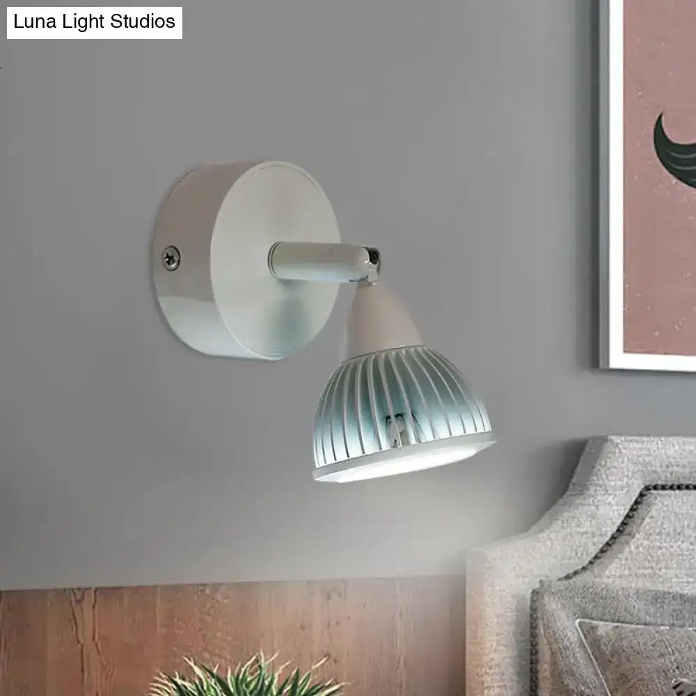 Decorbites LED wall spotlight with round wall mount and adjustable arm, ribbed metal shade on Tampa Home & Garden Store