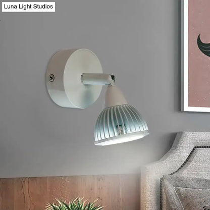 Decorbites LED wall spotlight with round wall mount and adjustable arm, ribbed metal shade on Tampa Home & Garden Store