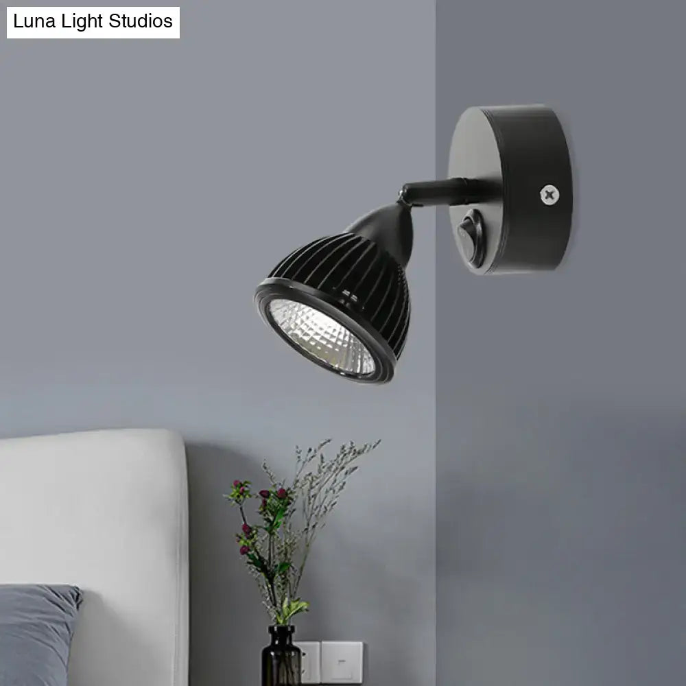 Black LED Wall Spotlight by Decorbites with ribbed metal shade, wall-mounted on Tampa Home & Garden Store