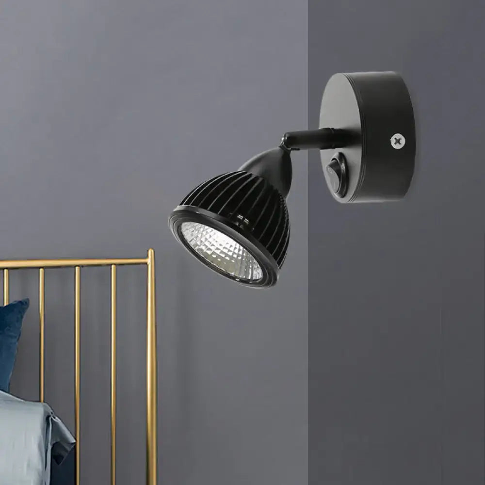 Black LED Wall Spotlight by Decorbites with ribbed metal shade and adjustable arm on Tampa Home & Garden Store