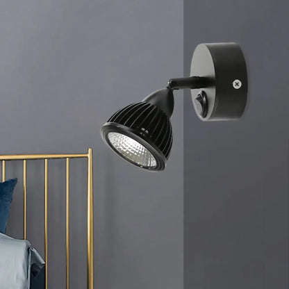 Black LED Wall Spotlight by Decorbites with ribbed metal shade and adjustable arm on Tampa Home & Garden Store