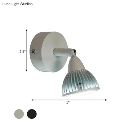 Black LED Wall Spotlight by Decorbites, ribbed metal shade, wall-mounted, 5in reach on Tampa Home & Garden Store