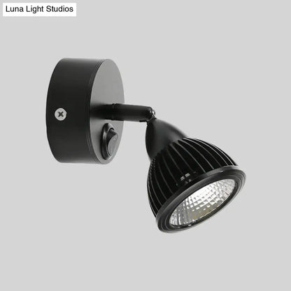 Decorbites black LED wall spotlight with adjustable head and ribbed heatsink on wall mount on Tampa Home & Garden Store