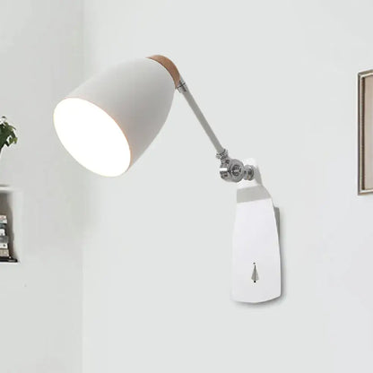 Black White Cup Shape Wall Light by Decorbites with white shade and adjustable chrome arm on Tampa Home & Garden Store