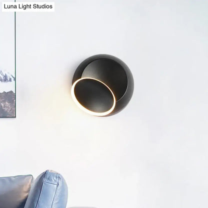 White Eclipse Wall Lamp with black round mount and warm LED ring Decorbites on Tampa Home & Garden Store