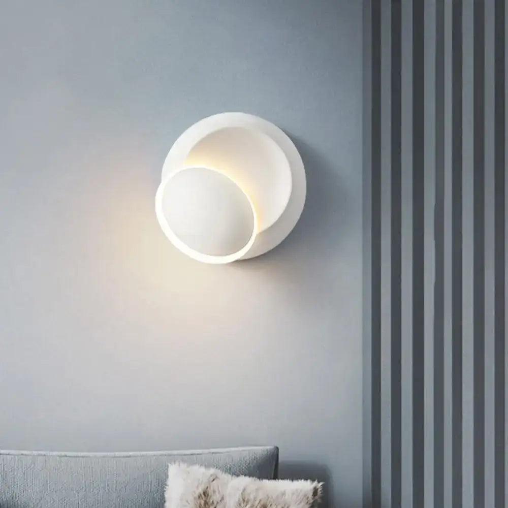 White Eclipse Wall Lamp, Decorbites wall light with overlapping discs and warm glow on Tampa Home & Garden Store