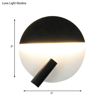 Modern Black and White Round Wall Lamp Bedroom