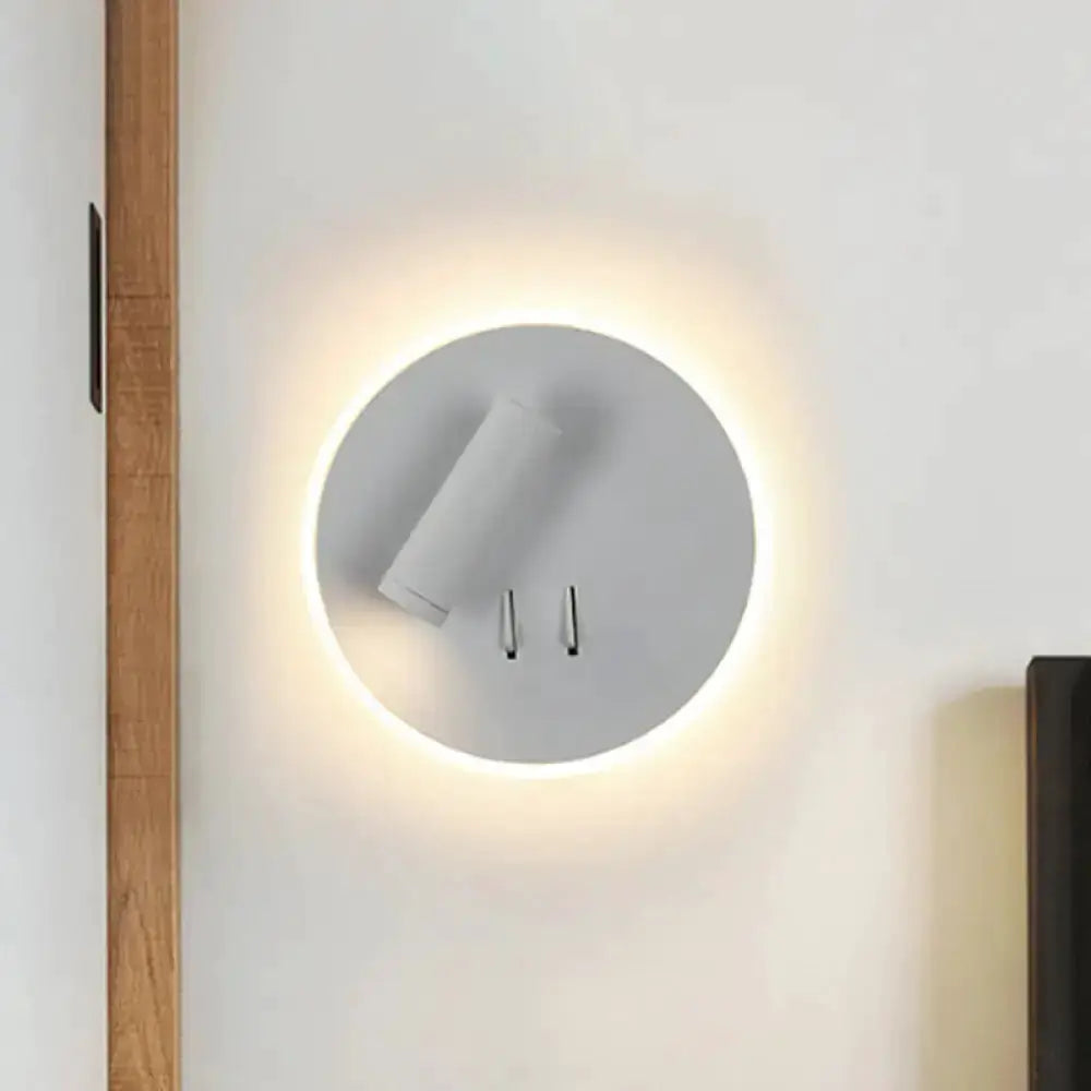 Modern Black and White Round Wall Lamp Bedroom