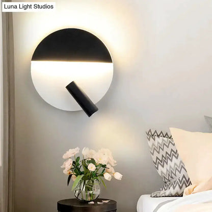 Modern Black and White Round Wall Lamp Bedroom