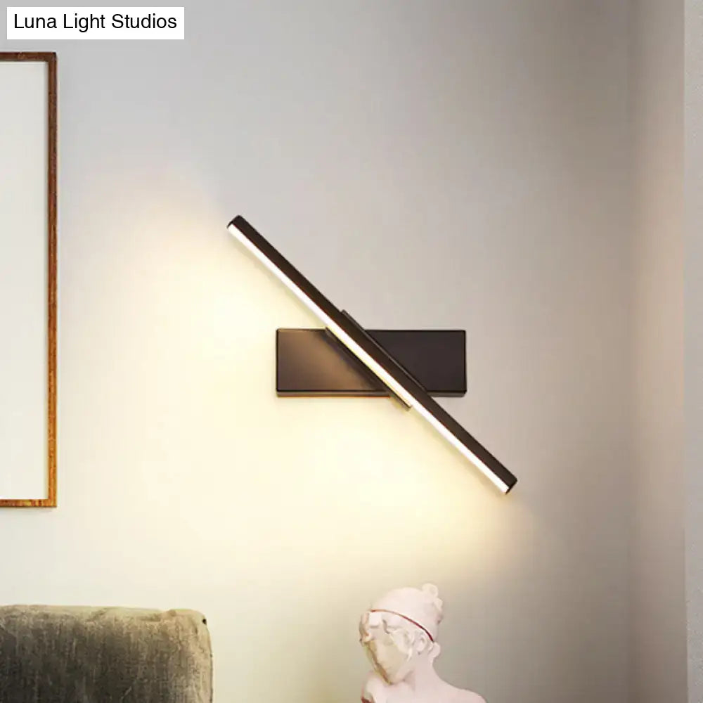 Black slim LED wall sconce with diagonal bar design, matte black finish by Decorbites on Tampa Home & Garden Store