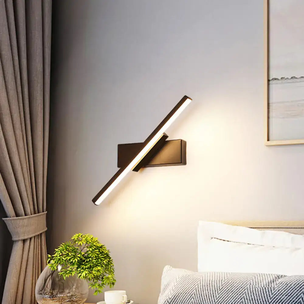 Black Slim LED Sconce wall light by Decorbites, diagonal metal bar on Tampa Home & Garden Store