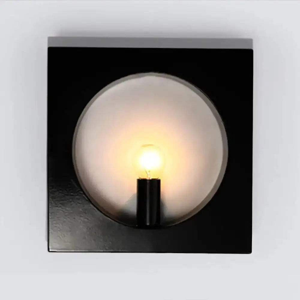 Modern Black White Square Wall Lamp With Globe