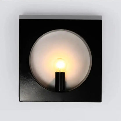 Modern Black White Square Wall Lamp With Globe