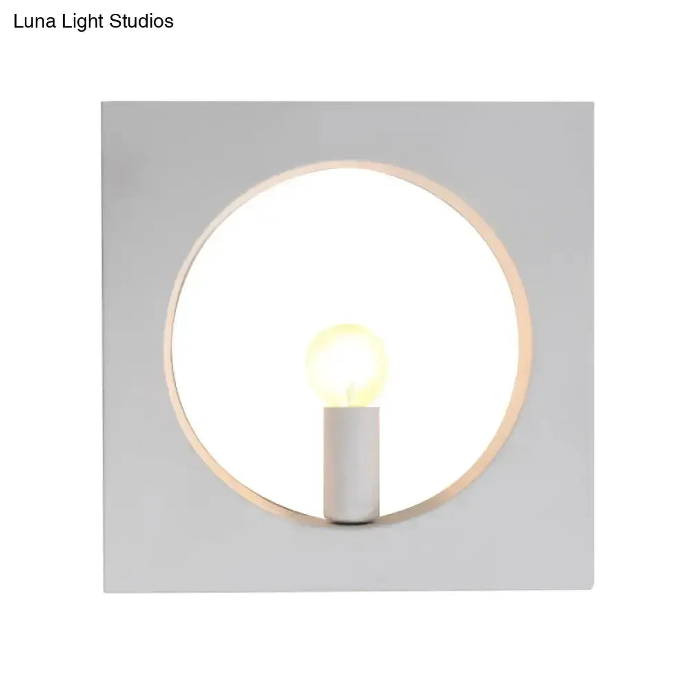 Modern Black White Square Wall Lamp With Globe
