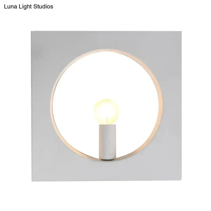 Modern Black White Square Wall Lamp With Globe