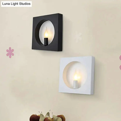 Modern Black White Square Wall Lamp With Globe