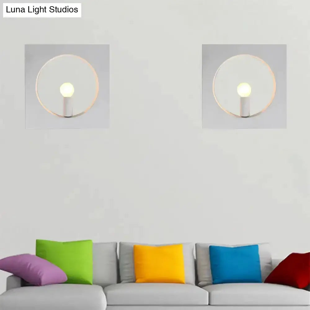 Modern Black White Square Wall Lamp With Globe