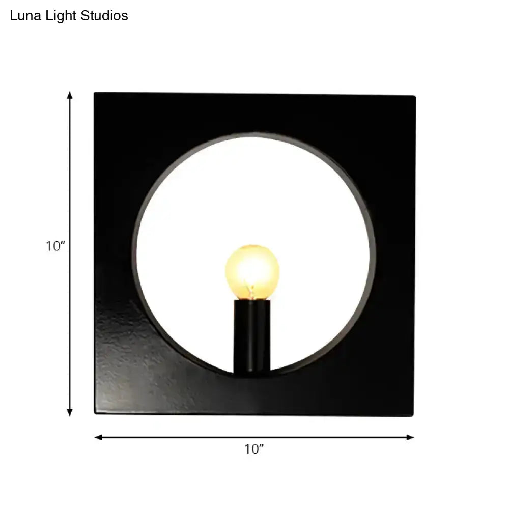 Modern Black White Square Wall Lamp With Globe