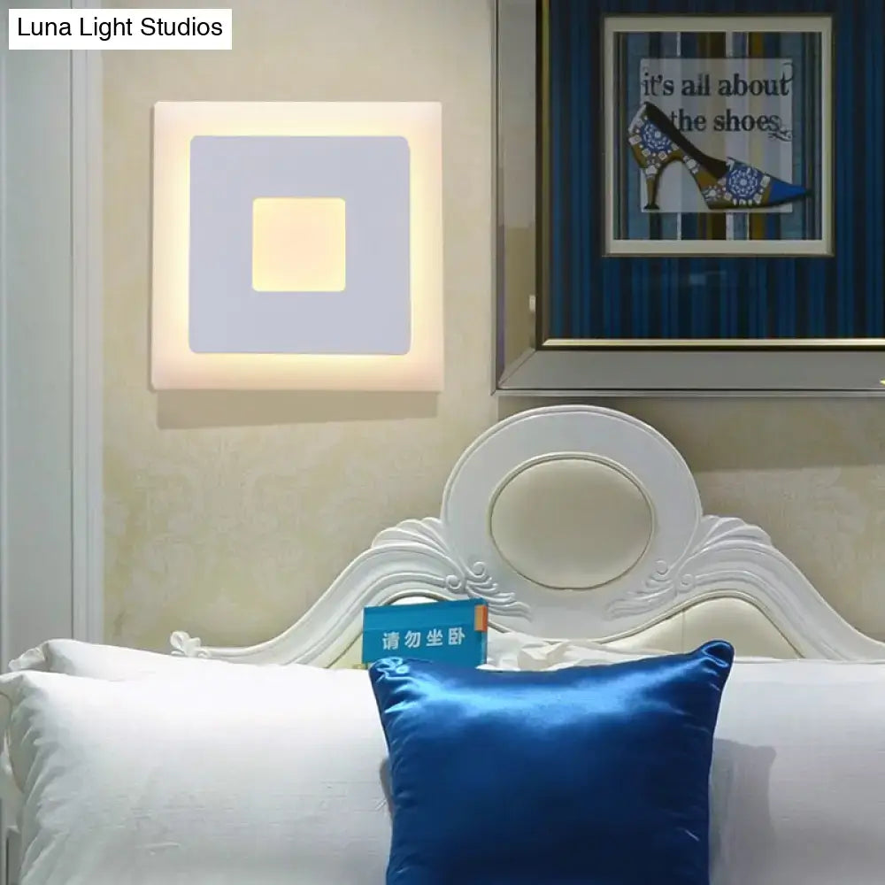 Acrylic Square Wall Sconce by Decorbites, white fixture with soft inner glow on Tampa Home & Garden Store