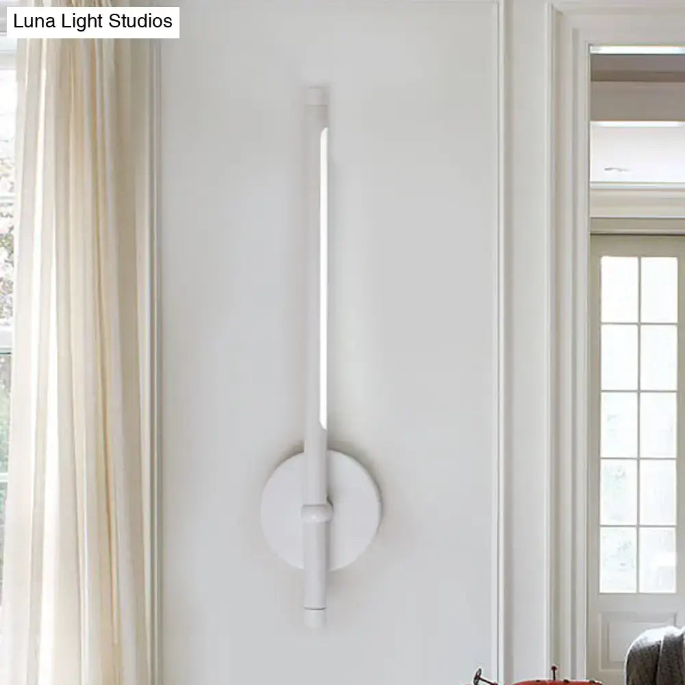 Metal tubular wall sconce white direct-wired Decorbites with circular wall mount on Tampa Home & Garden Store