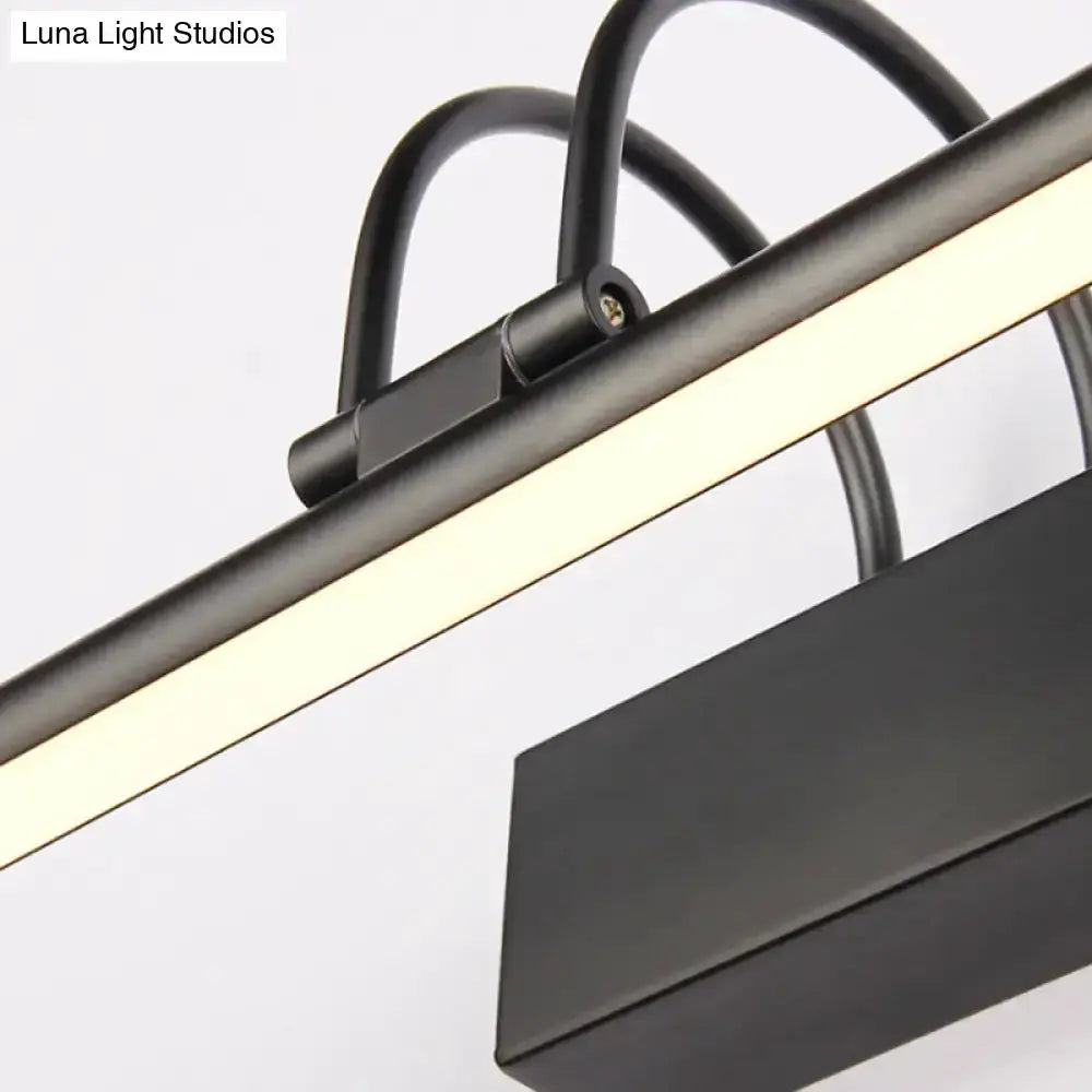 Vanity light bar by Luna Light Studios, modern black metal frame with warm white LED on Tampa Home & Garden Store