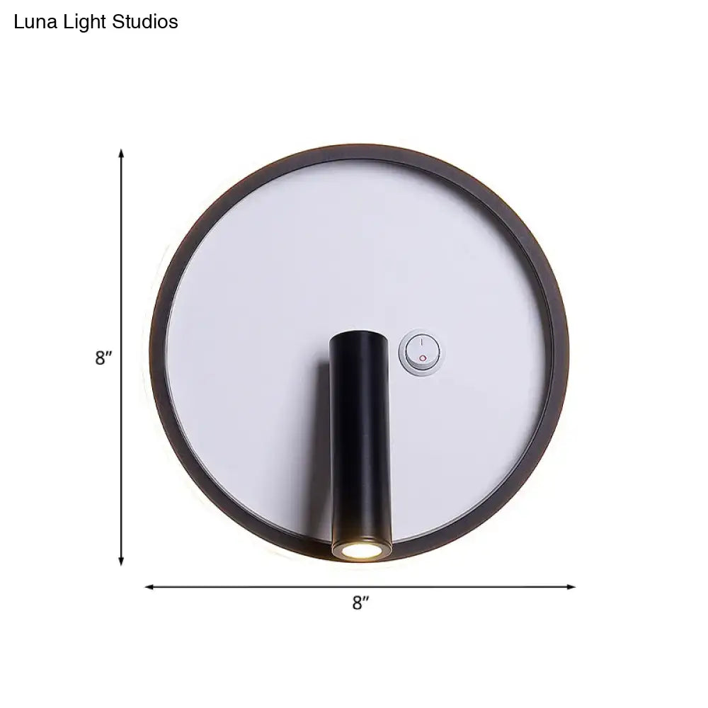 Warm Light Wall Sconce by Decorbites with white backplate and black cylinder lamp on Tampa Home & Garden Store