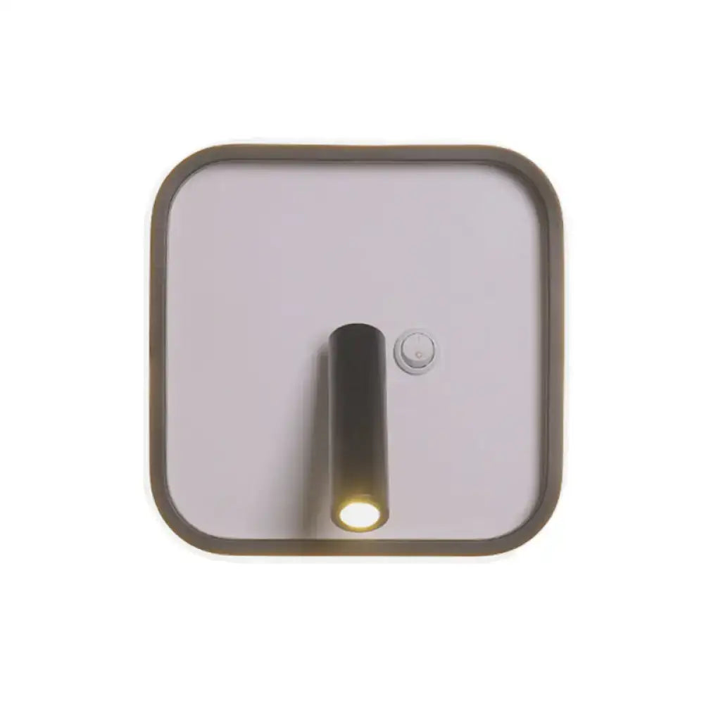 Warm Light Wall Sconce by Decorbites, square backplate with bronze trim and cylindrical light on Tampa Home & Garden Store