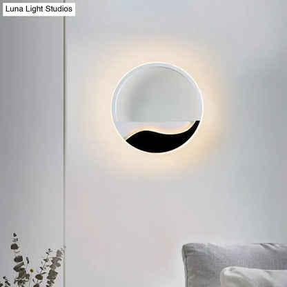Black Wave LED Sconce round wall light with white ring and black wave accent Decorbites on Tampa Home & Garden Store