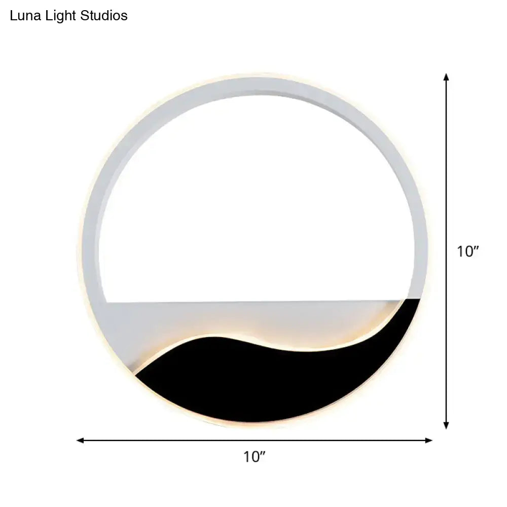 Black Wave LED Sconce round wall light with white ring and black wave base 10in Decorbites on Tampa Home & Garden Store