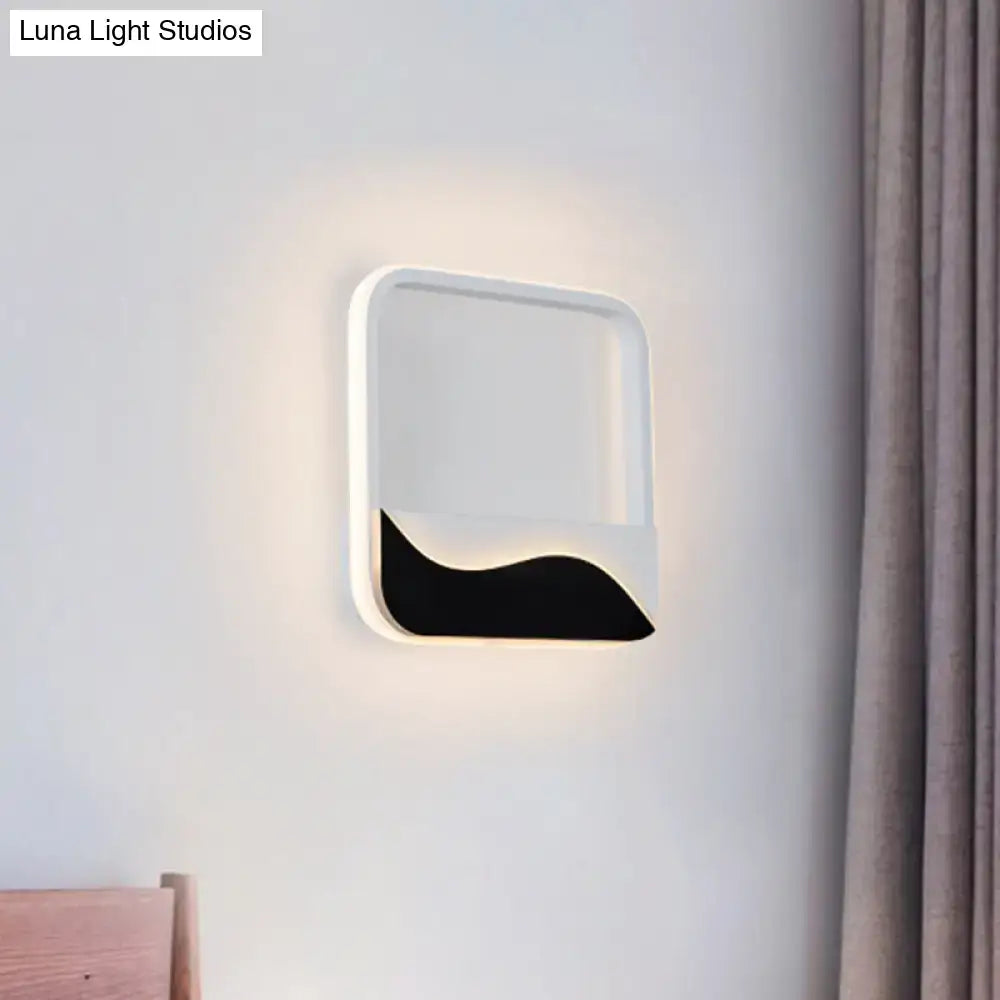 Black Wave LED Sconce, white frame with black wave accent, Decorbites on Tampa Home & Garden Store