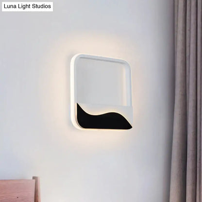 Black Wave LED Sconce, white frame with black wave accent, Decorbites on Tampa Home & Garden Store