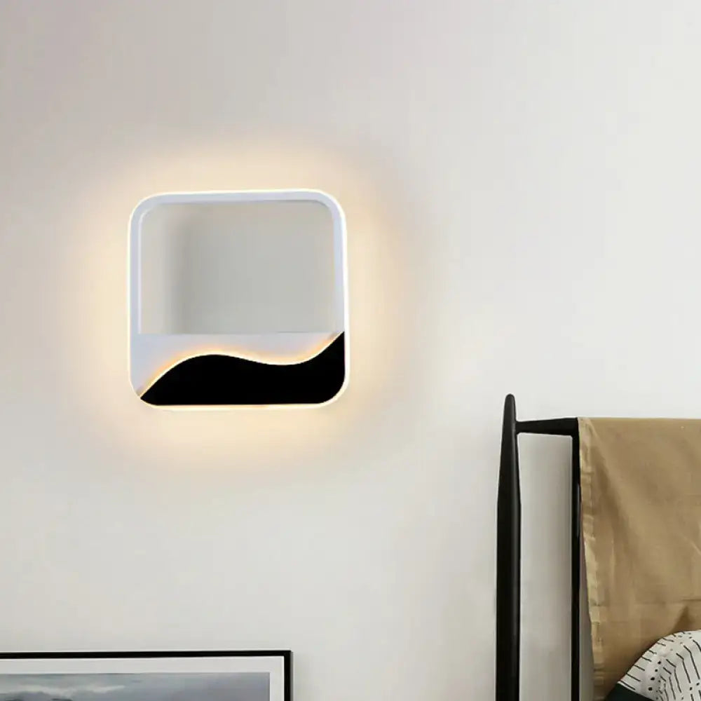 Black Wave LED Sconce by Decorbites wall light with white square frame and black wave on Tampa Home & Garden Store