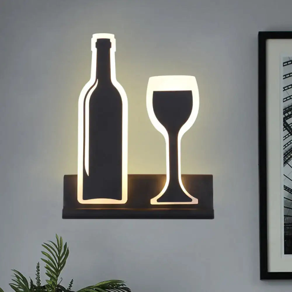 Black Cast Iron Glass Sconce with bottle and wine glass outlines by Decorbites on wall on Tampa Home & Garden Store