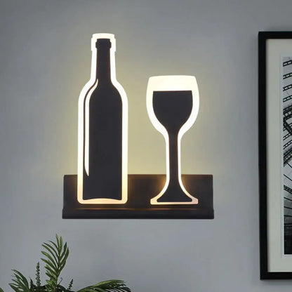 Black Cast Iron Glass Sconce with bottle and wine glass outlines by Decorbites on wall on Tampa Home & Garden Store
