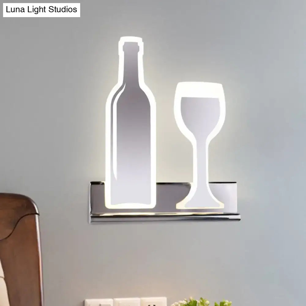 Black Cast Iron Glass Sconce Decorbites LED bottle and wine glass outlines on wall shelf on Tampa Home & Garden Store