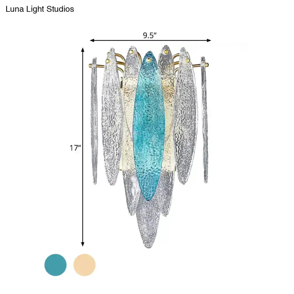 Modern Blue and Amber Glass Fish Wall Lamp