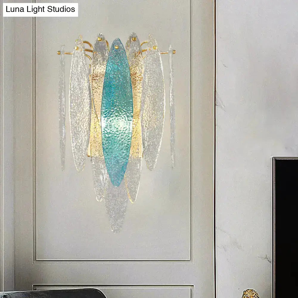 Modern Blue and Amber Glass Fish Wall Lamp