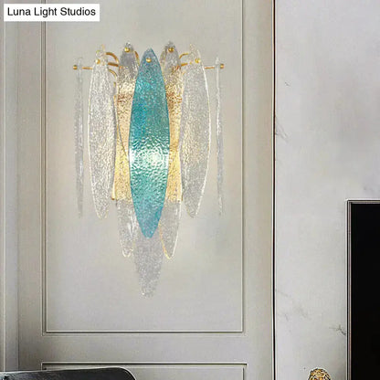 Modern Blue and Amber Glass Fish Wall Lamp